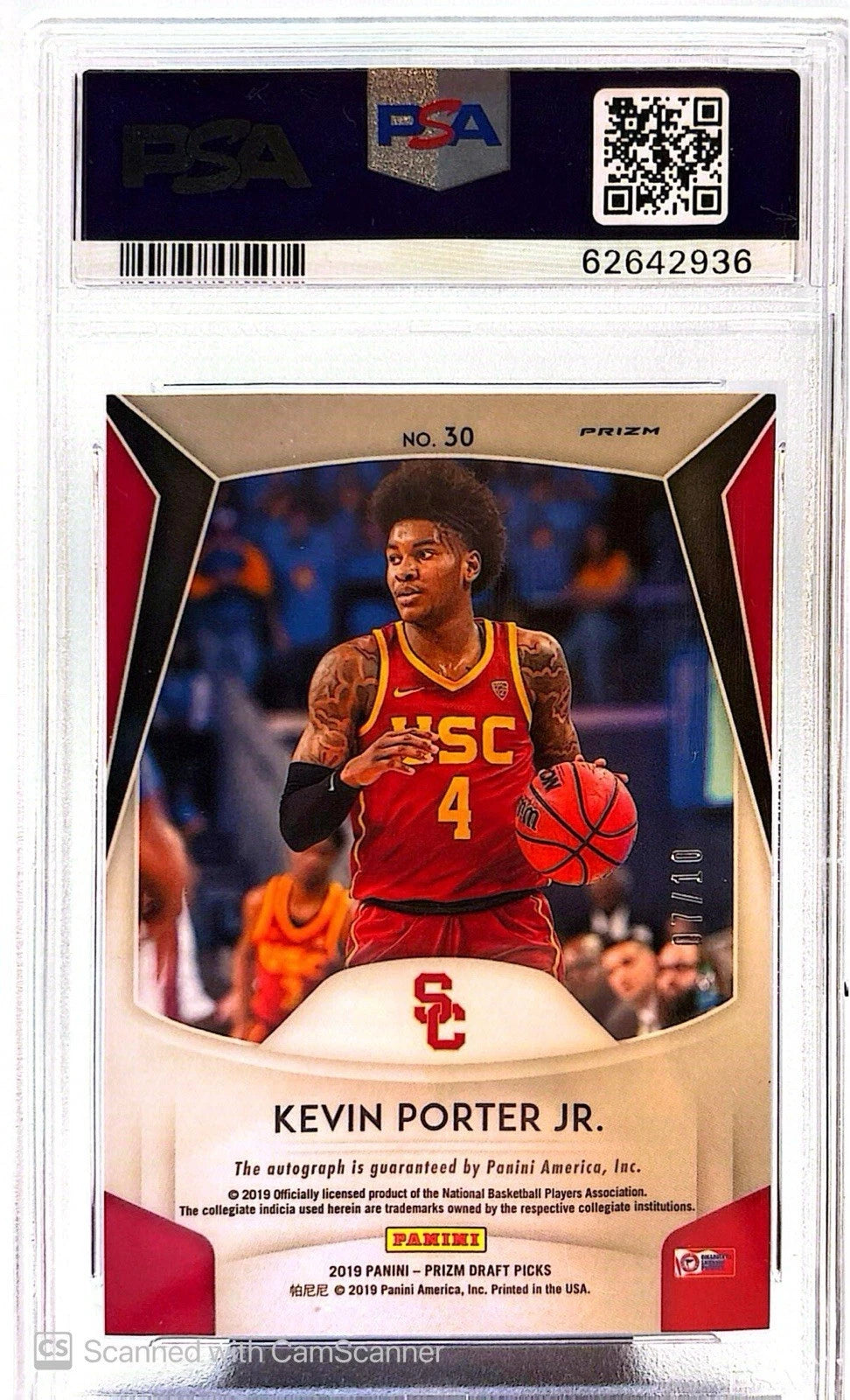 2019-20 Panini Prizm Orange Pulsar /10 Kevin Porter Jr #30 Auto RC PSA 9