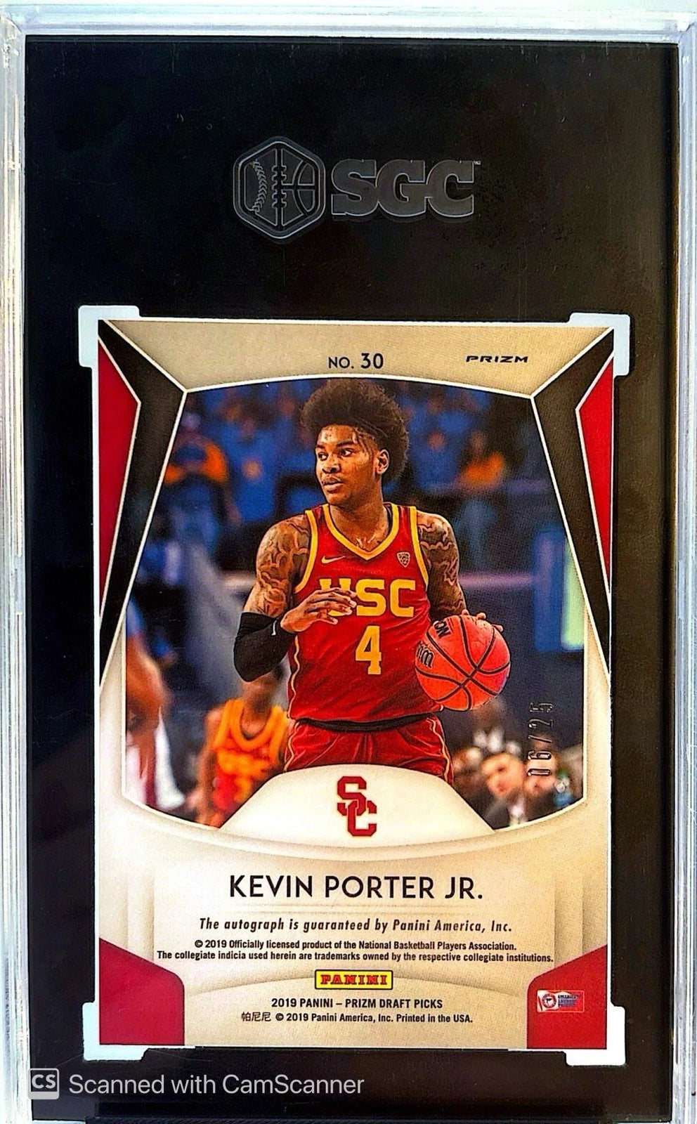 Kevin Porter Jr. Prizm Draft Picks Blue Camo /25 Rookie Card Auto 10 SGC 10