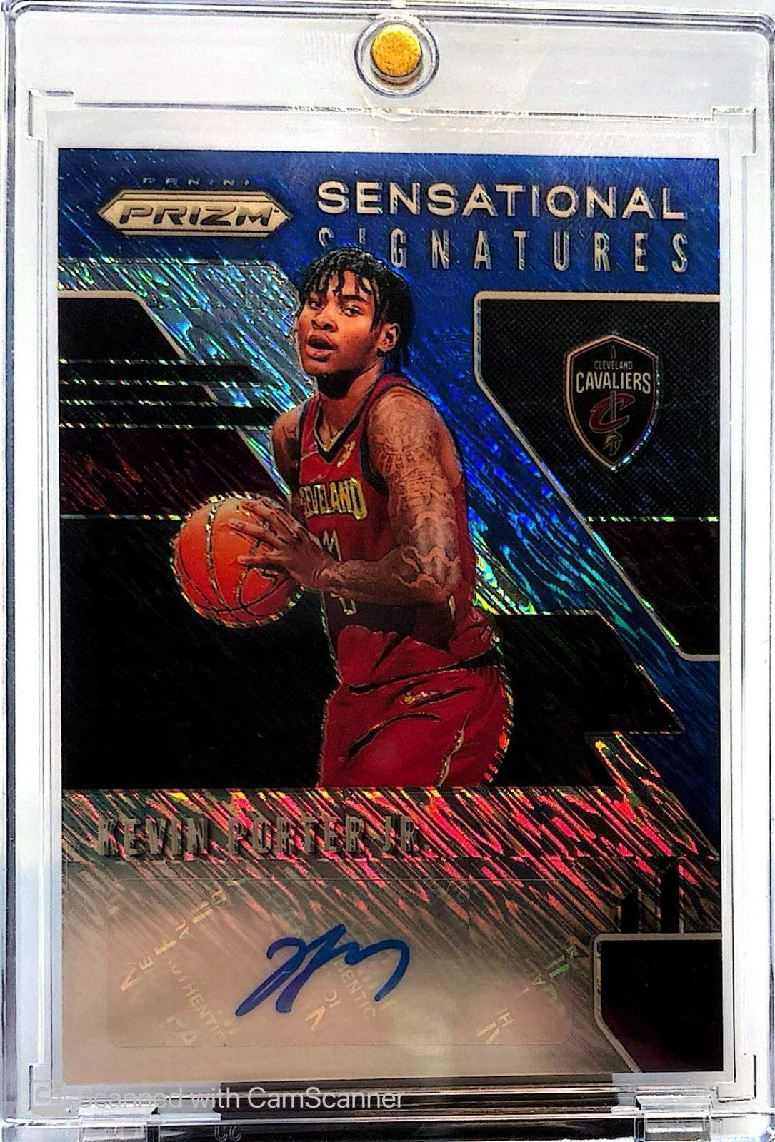 Kevin Porter Jr Milwaukee 2019-20 Prizm Rookie Signatures Blue Shimmer Auto